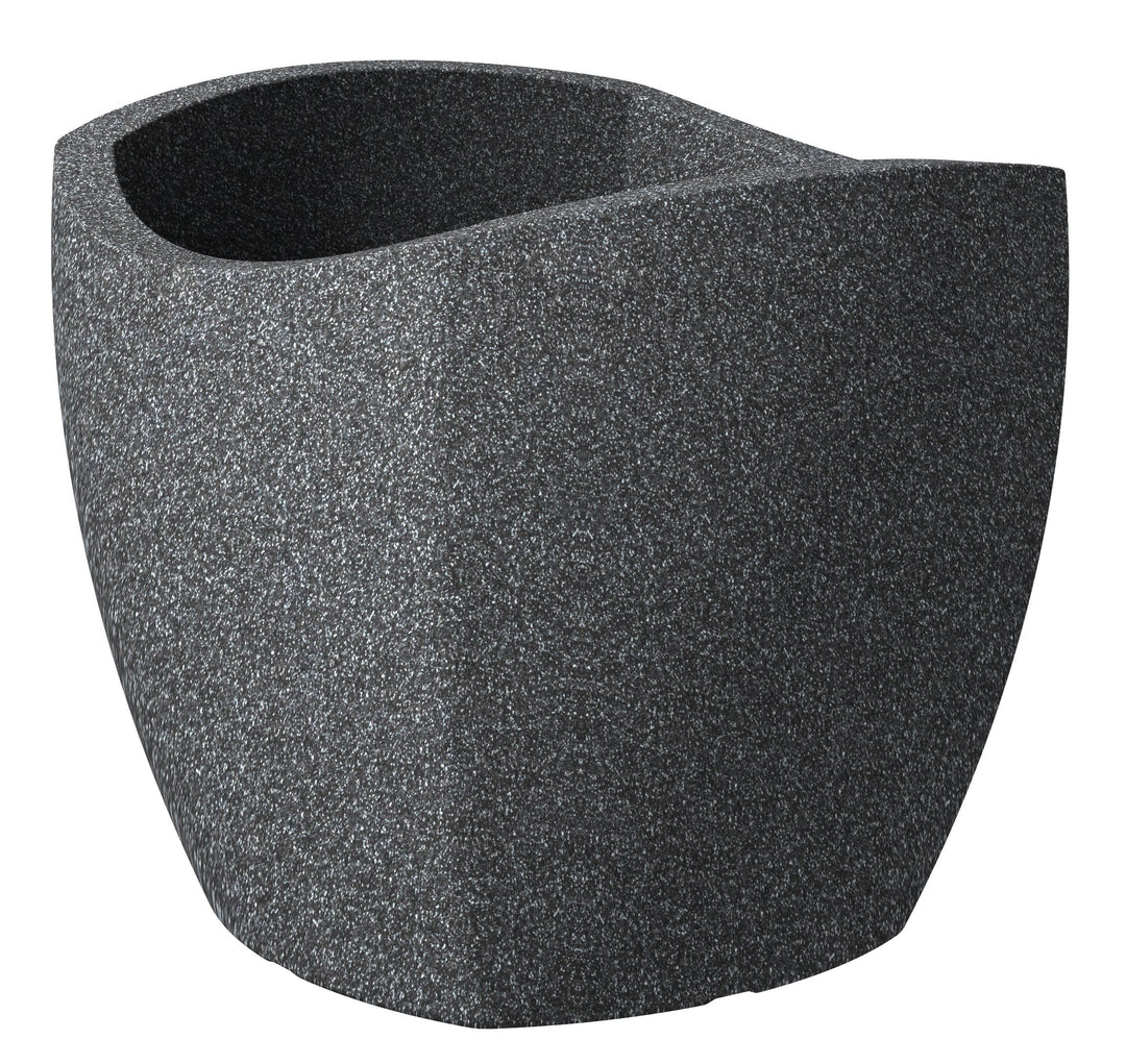 Scheurich Wave Globe Cubo, Pflanzgefäss aus Kunststoff, Schwarz-Granit, 40 cm Durchmesser, 35,5 cm h