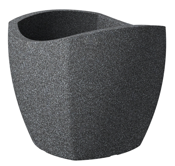 Scheurich Wave Globe Cubo, Pflanzgefäss aus Kunststoff, Schwarz-Granit, 40 cm Durchmesser, 35,5 cm h