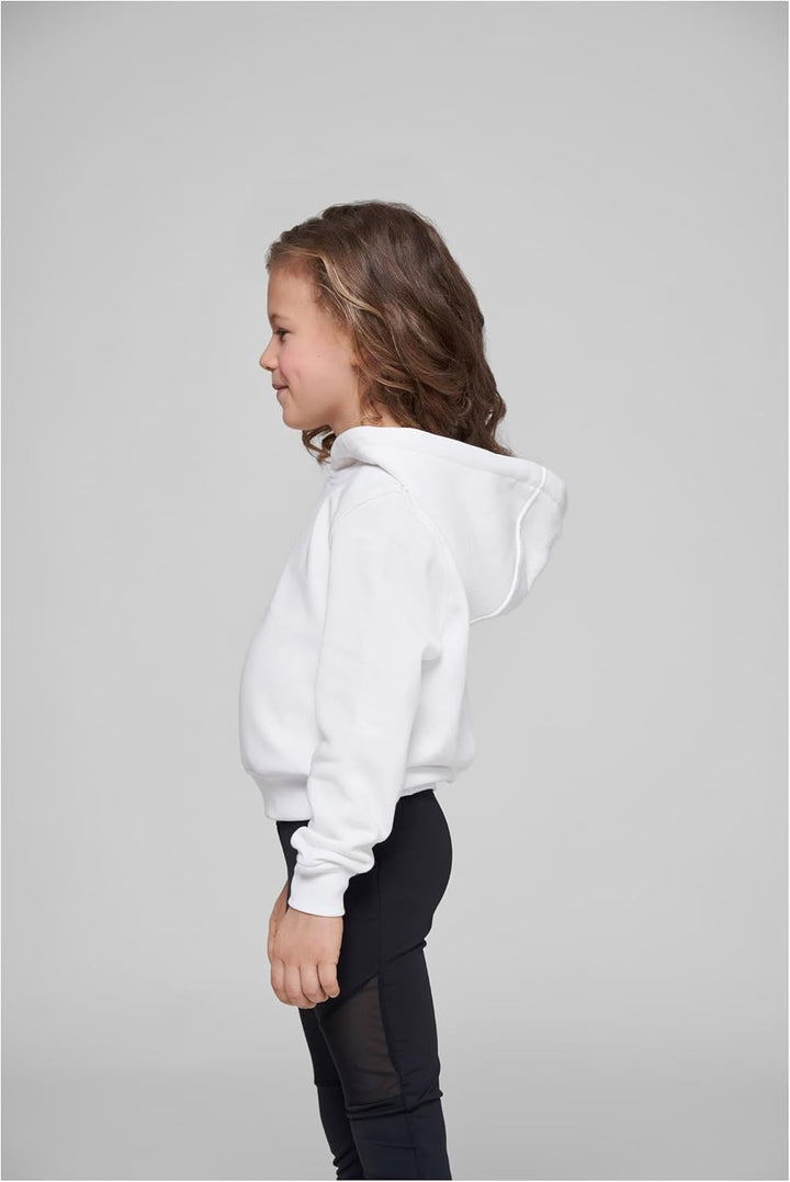 Build Your Brand Mädchen By113-girls Cropped Sweat Hoody Hooded Sweatshirt (1er Pack) 158-164 Weiss,
