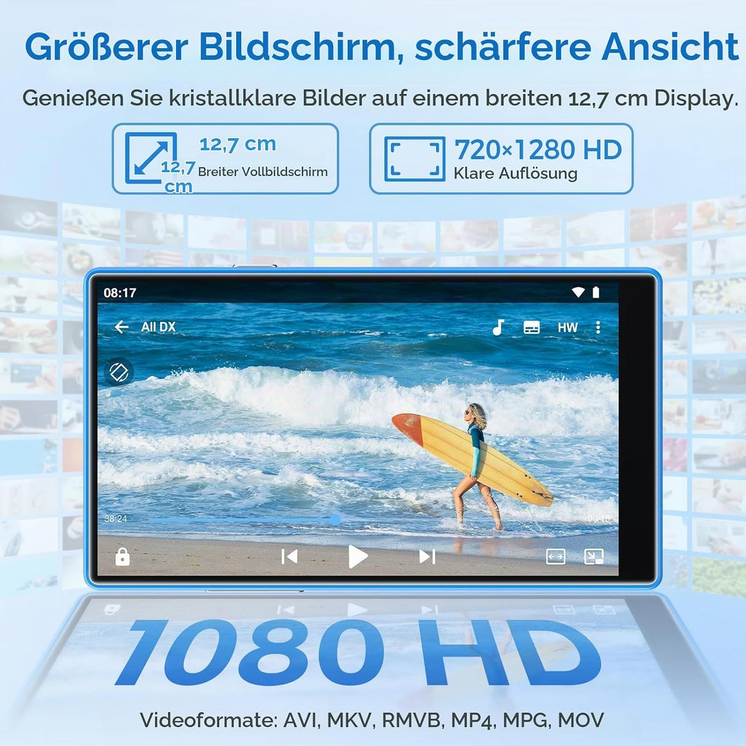 MP3 Player Spotify mit Bluetooth &amp; WLAN, 5 Zoll Touchscreen MP4 Player | Android 13 Musik Player mit