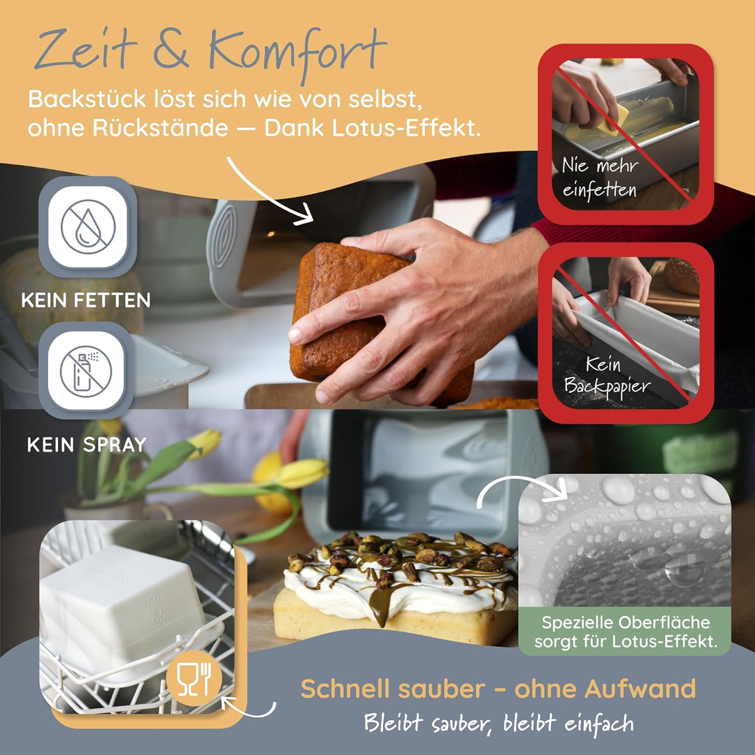 Backefix flexible Silikon Batzenform bis 500g, Kastenform klein 15cm, ideale grösse für Single-Haush