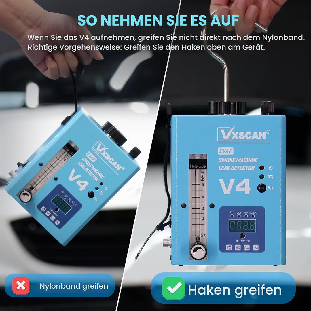 12V Nebelmaschine KFZ Rauchmaschine Lecksuchgerät EVAP mit Digitalem Druckmesser &amp; Luftmengenmesser