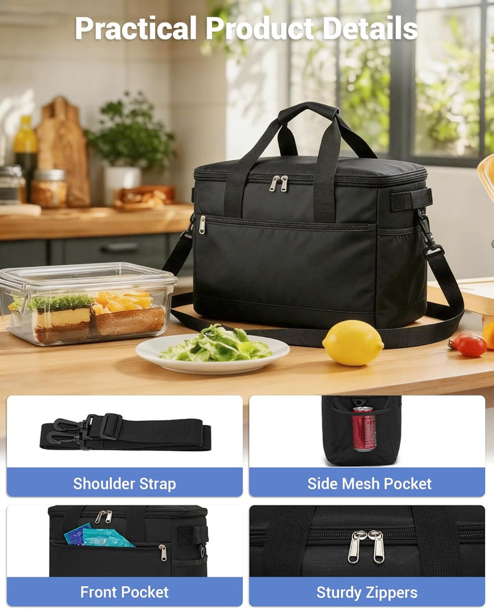 KONO Kühltasche 20L, Grosse Isolierte Lunchtasche Faltbar, Tragbare Thermotasche mit Verstellbarem S