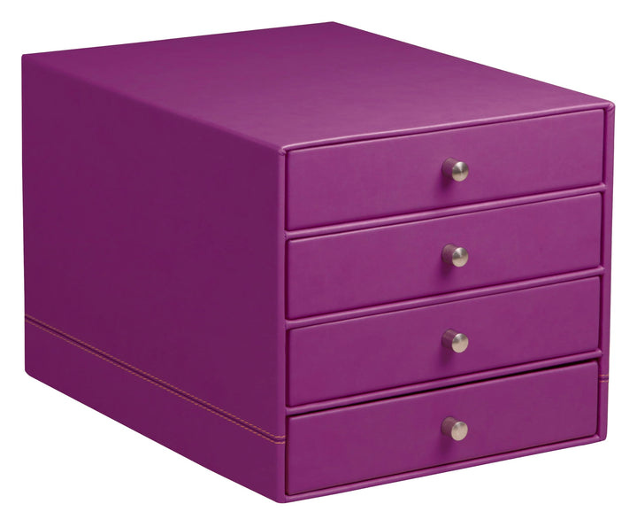 Rhodia 318960C Schubladenbox (mit 4 Schubladen, Griffe aus Metall, Kunstleder, elegant und praktisch