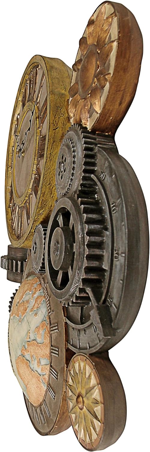 Design Toscano Skulpturale Wanduhr, Masse: 5 x 15 x 44,5 cm, Wanduhr