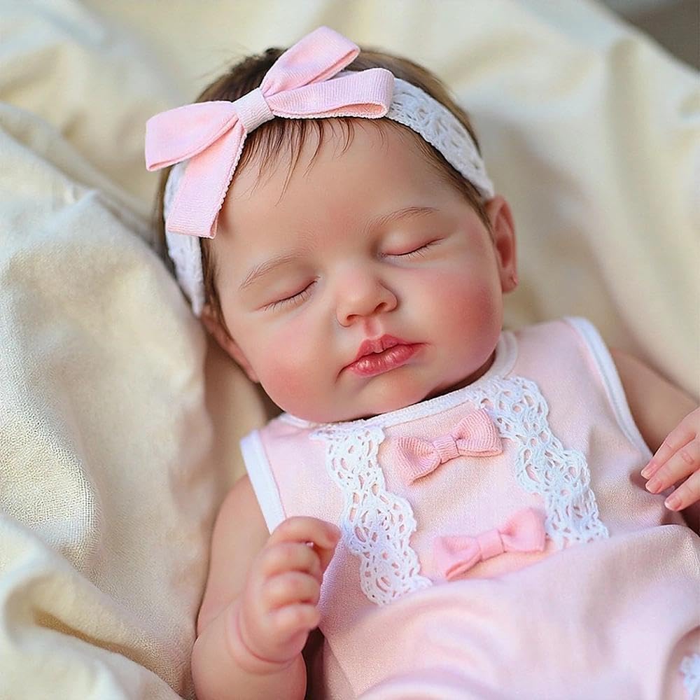 Zero pam Reborn Baby Vollsilikon Lebensecht Mädchen, 50CM Reborn Baby Mädchen, Silikon Puppe Mit Haa