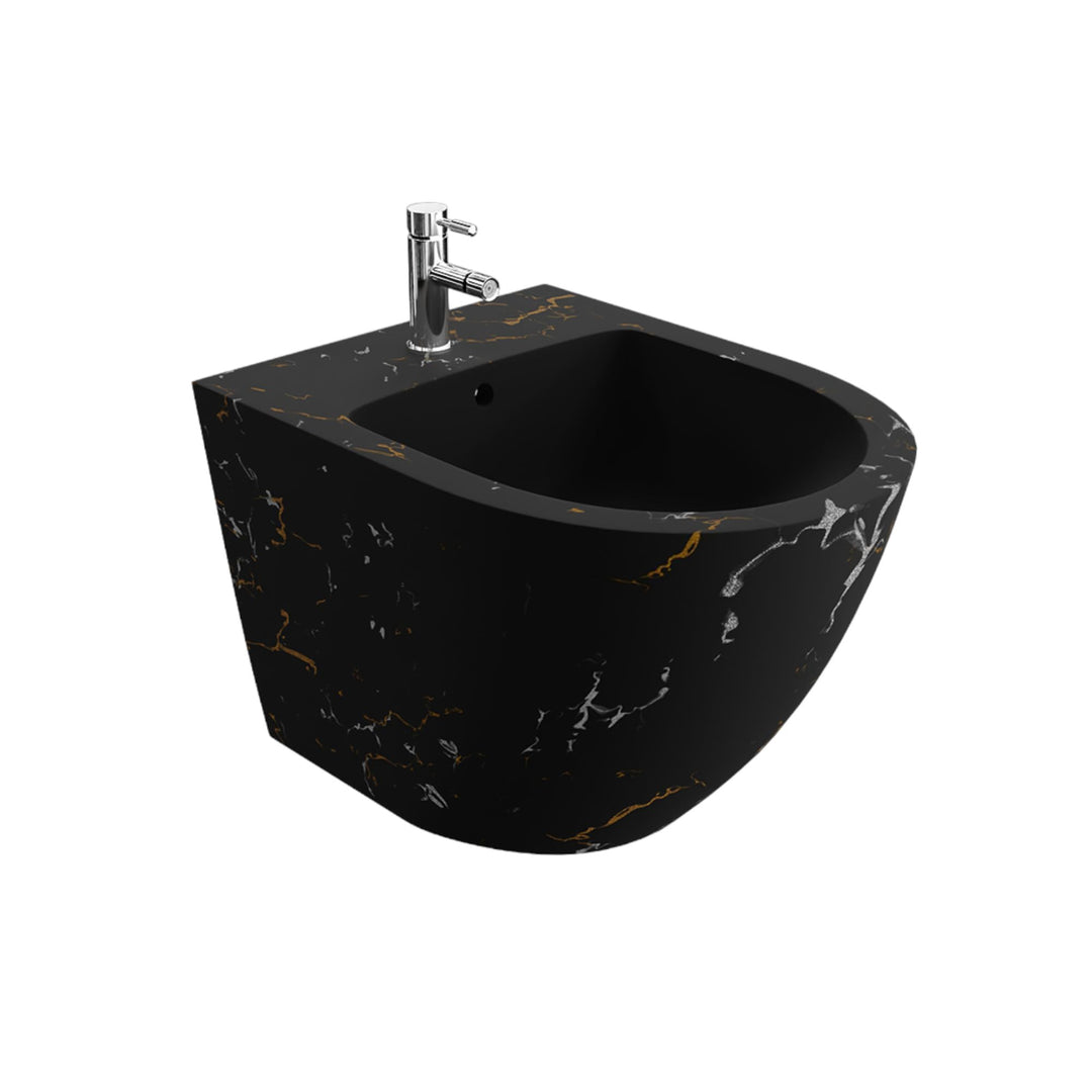 LAVITA Universal Wand-Bidet Sofi Fire mit Hahnloch und Überlaufschutz aus Keramik Sitzwaschbecken zu