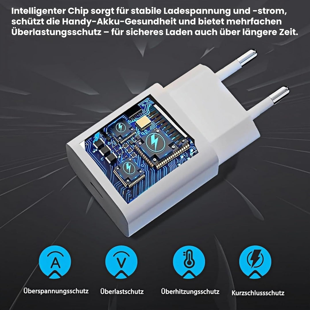 25W USB C Ladegerät 2er-Pack Schnellladegerät mit 2m Ladekabel für iPhone 17/16/15 Serie, USB C Netz