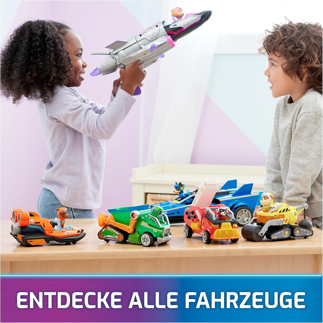 PAW Patrol: Der Mighty Kinofilm, Superhelden-Basis-Fahrzeug von Rubble mit Welpenfigur, Baustellenfa