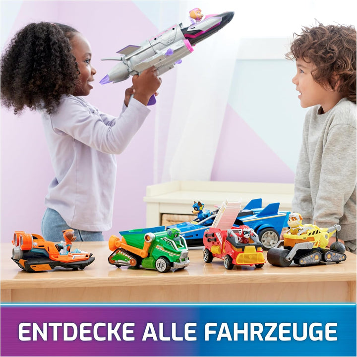 PAW Patrol: Der Mighty Kinofilm, Superhelden-Basis-Fahrzeug von Rubble mit Welpenfigur, Baustellenfa