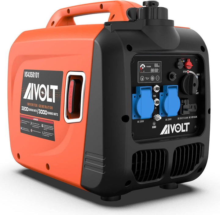 AIVOLT Inverter Stromerzeuger 3200 Watt Stromgenerator Notstromaggregat Benzin leise Stromaggregat f