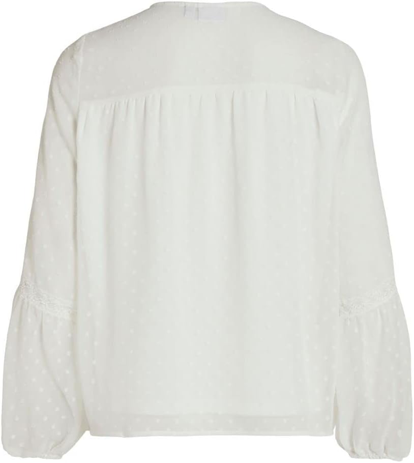 Vila Damen Viedee L/S Top/Su-Noos Bluse 36 Snow White, 36 Snow White