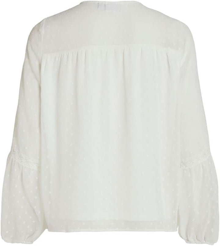 Vila Damen Viedee L/S Top/Su-Noos Bluse 36 Snow White, 36 Snow White