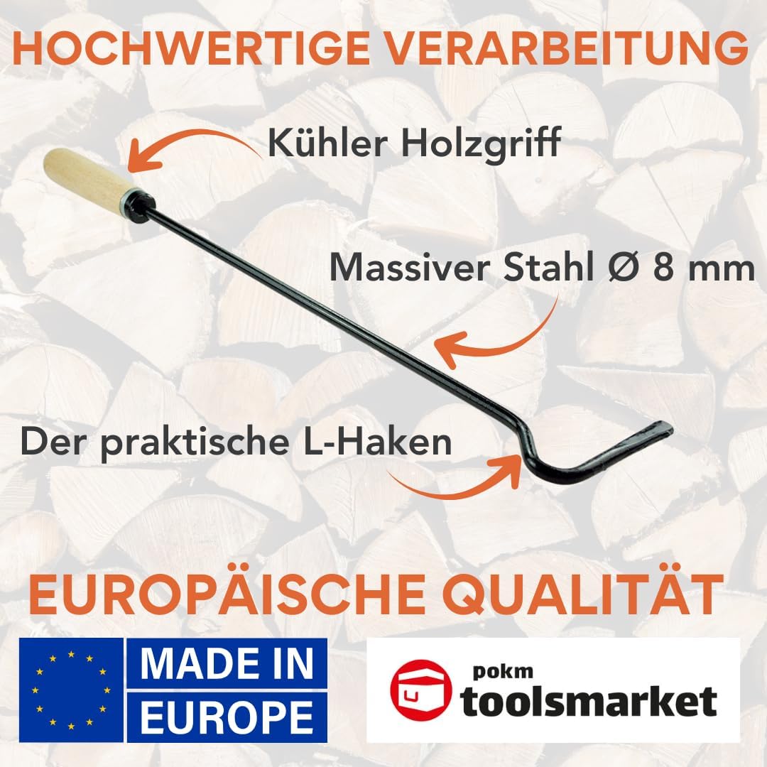 2er Set Schürhaken, Länge 50 cm &amp; 85 cm EU-Herstellung Feuerhaken aus Stahl Ø 8 mm, Schüreisen Kamin