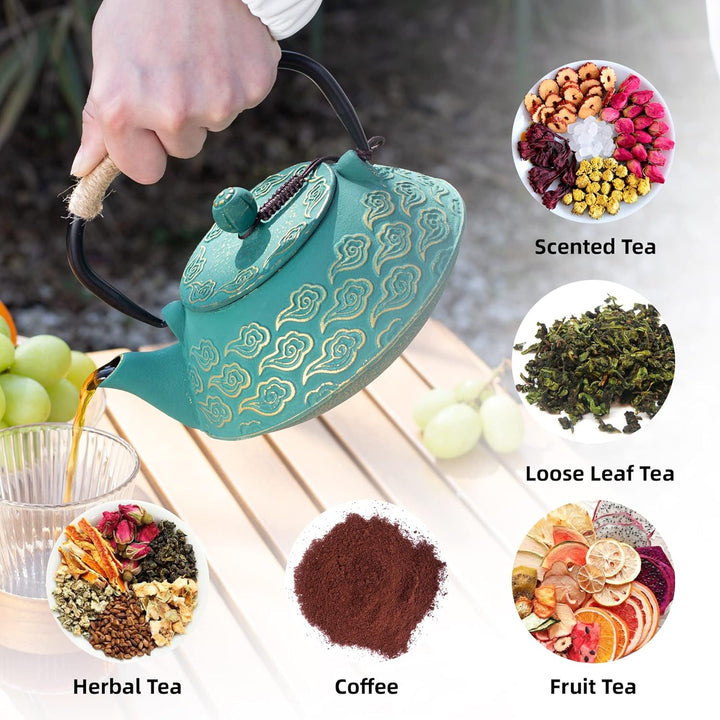 Gusseisen-Teekanne, japanische Teekanne mit Infuser für losen Tee, 800ml Teekessel für Herdplatten g