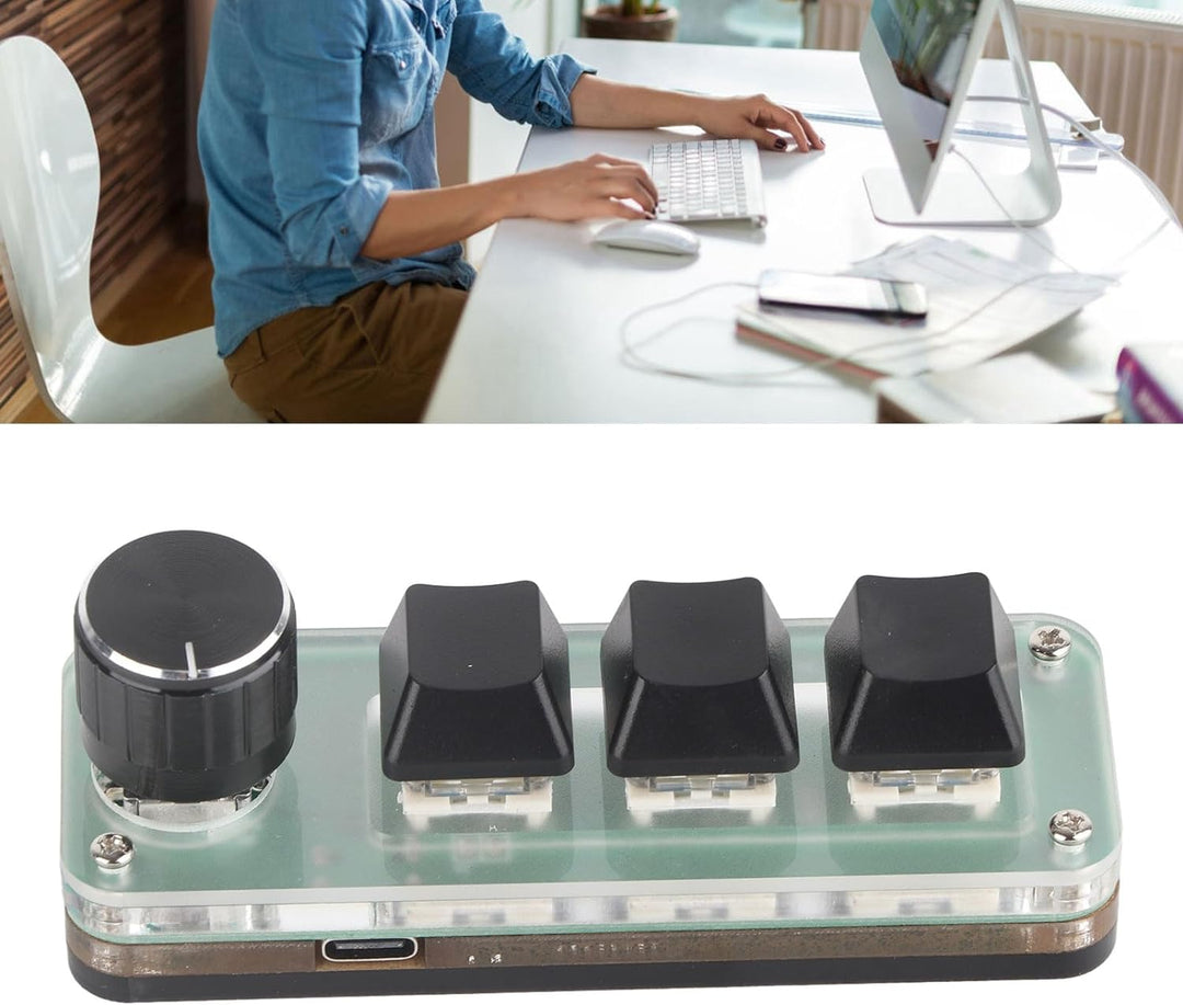 ASHATA 3-Tasten-Makro-Pad, RGB-Hintergrundbeleuchtung, OSU-Tastatur, Programmierbare -Tastatur, Mult