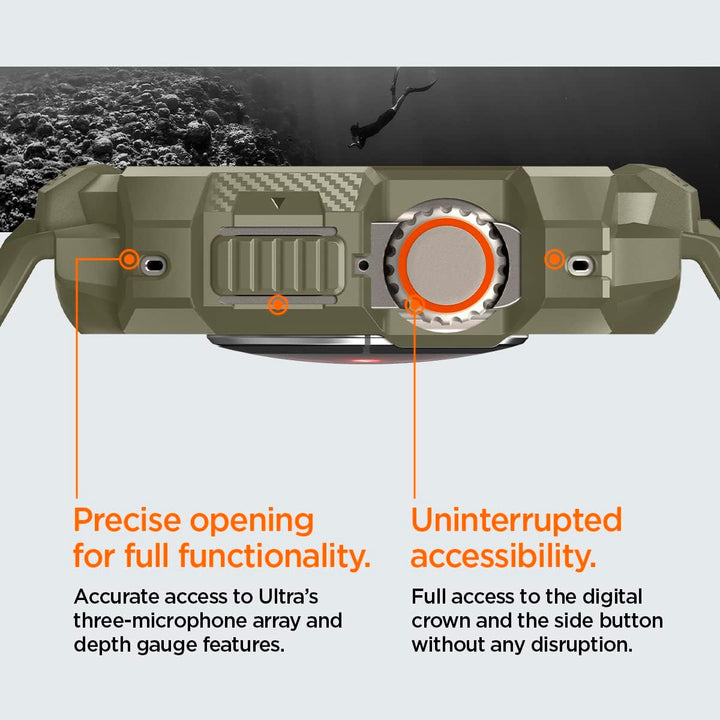 Spigen Rugged Armor Pro Hülle mit Band für Apple Watch Ultra 3/2/1 49mm | TPU-Unibody-Hülle mit Armb