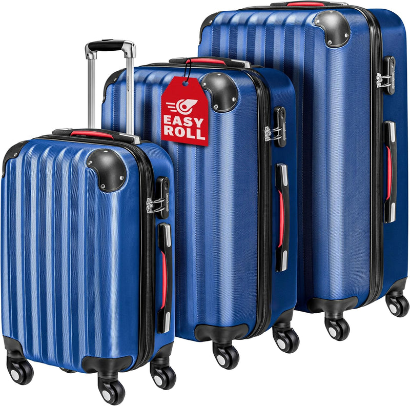 Monzana® Kofferset Baseline 3er Hartschalen-Koffer Trolley Reisekoffer Rollkoffer Handgepäck 4 Rolle