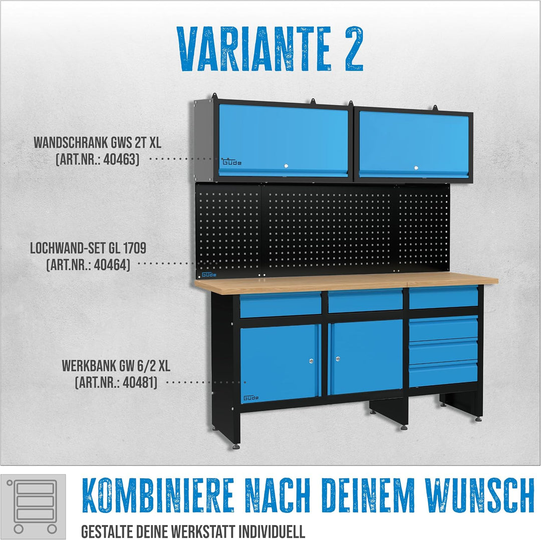Güde Lochwand-Set GL 1709 XL - 3 Module, pulverbeschichtetes Stahlblech | Ergänzung zur Güde Eco Lin