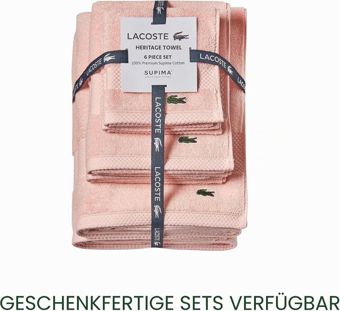Lacoste Heritage Supima Badetuch, Baumwolle, 76,2 x 137,2 cm, Hellrosa