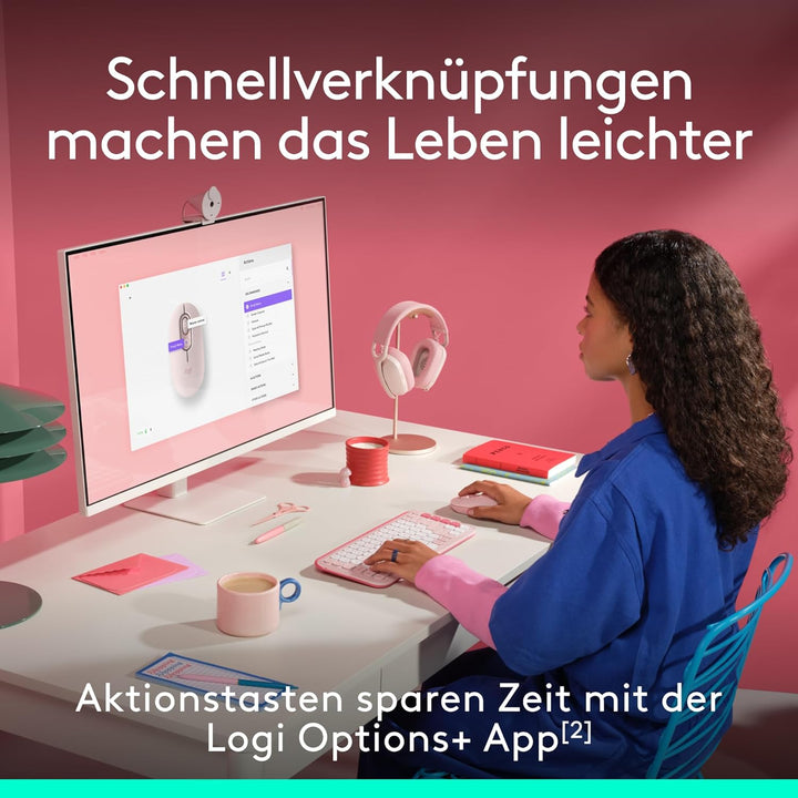 Logitech POP Mouse, kompakte und Mobile kabellose Bluetooth-Maus mit programmierbaren Tasten und lei