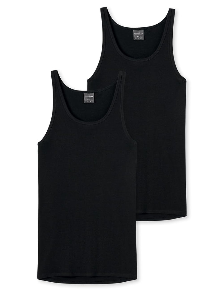 Schiesser Herren 2 PACK Unterhemd - Original Feinripp 4/ S Schwarz_005121, 4/ S Schwarz_005121