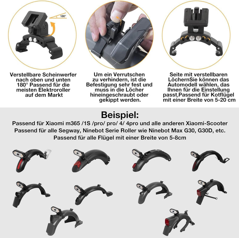FXINRUIA E Scooter Blinker，Scooter Rücklicht LED Scooter Blinker usb-aufladung mit Wiederaufladbare