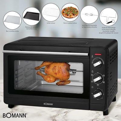 Bomann MBG 6023 CB Multi-Backofen, 30 Liter Backraum, Umluft + Ober- und Unterhitze, inkl. Drehspies