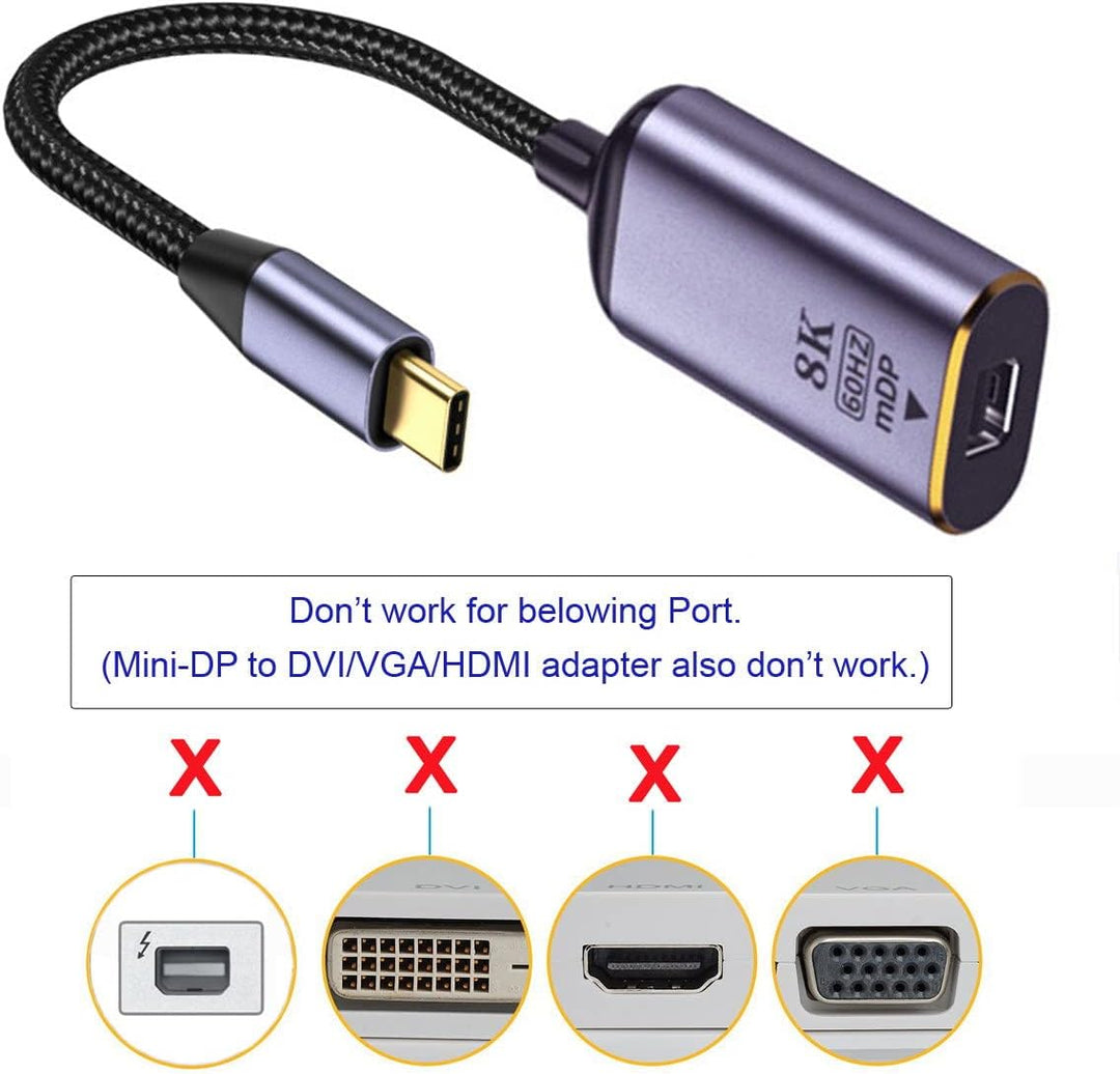 CY USB C zu Mini Displayport Adapter,USB4 Type C Quelle zu Mini DP Displayport Buchse Kabel Display