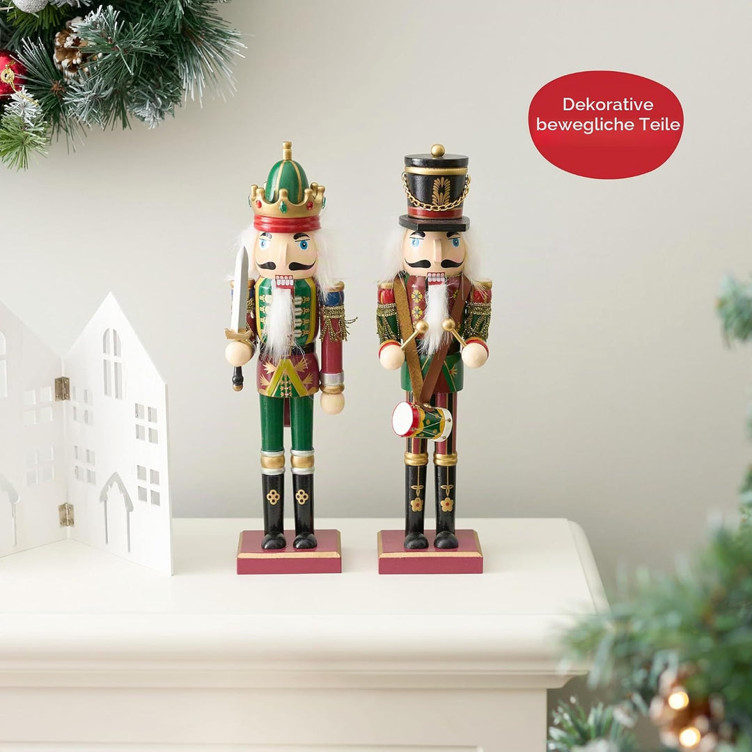 THE TWIDDLERS 2 Grosse Nussknacker Weihnachtsfiguren aus Holz, 30cm - Traditionelle Weihnachtsdeko