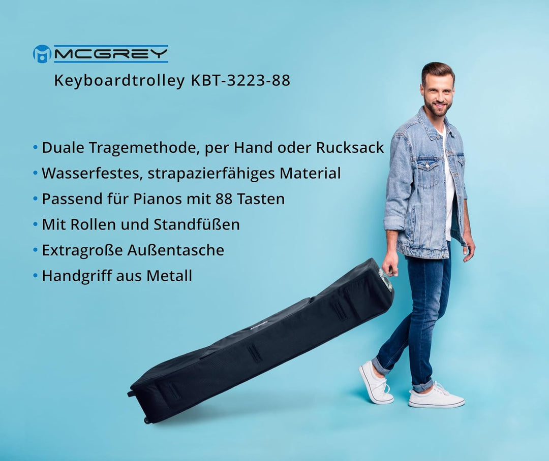McGrey KBT-3223-88 Keyboardtrolley - Trolley-Gigbag für Keyboard & Piano mit 88 Tasten - Leicht, kom