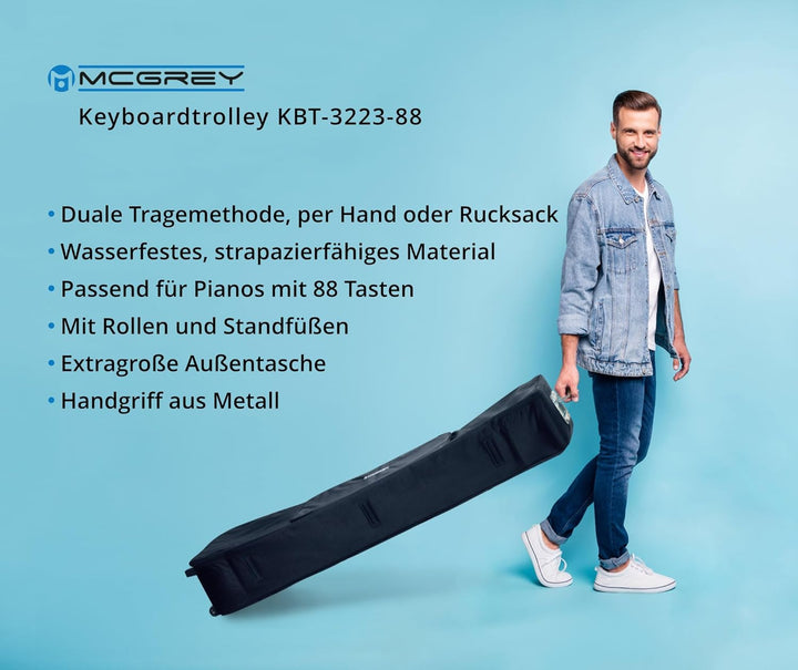 McGrey KBT-3223-88 Keyboardtrolley - Trolley-Gigbag für Keyboard & Piano mit 88 Tasten - Leicht, kom