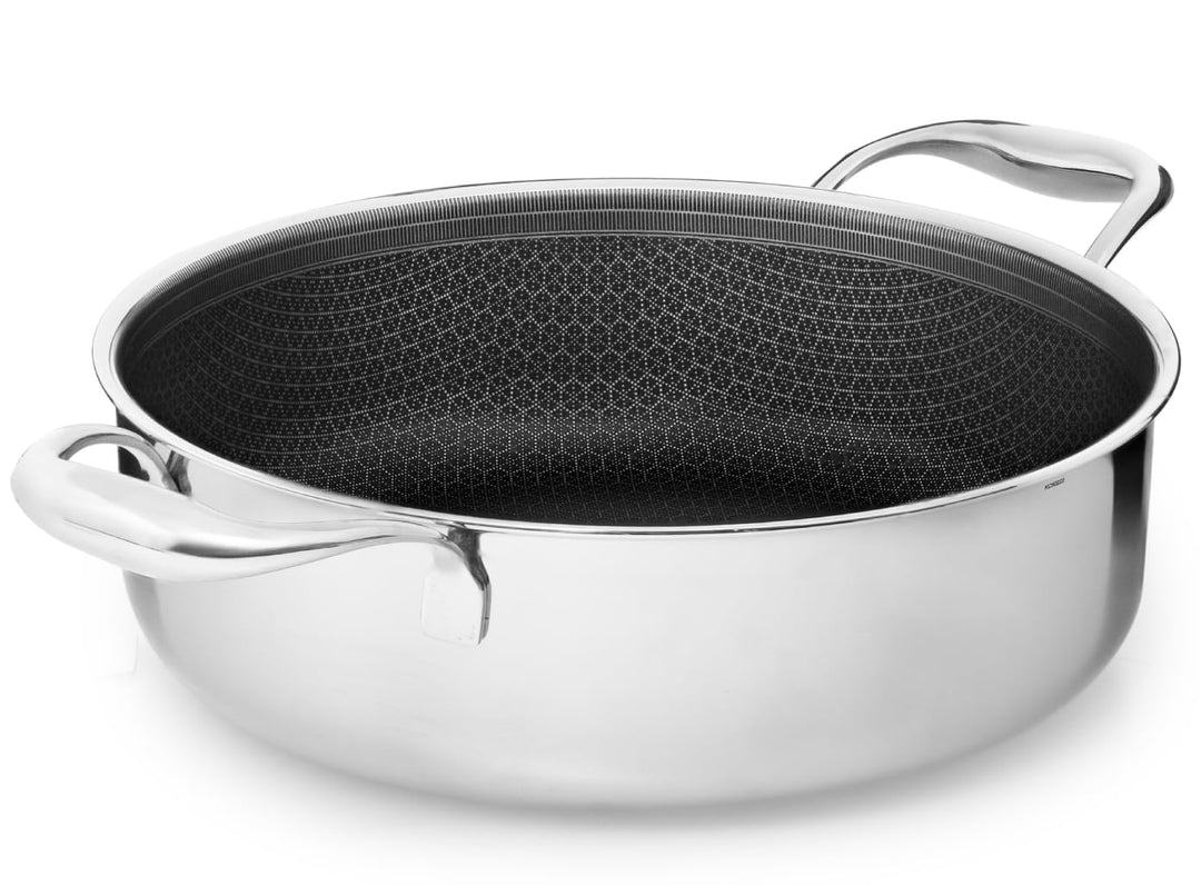 Schmorpfanne 24 cm, 3 l | Bräter mit Hohem Rand | Sautepfanne Induktion für Alle Herdarten | Kratzfe