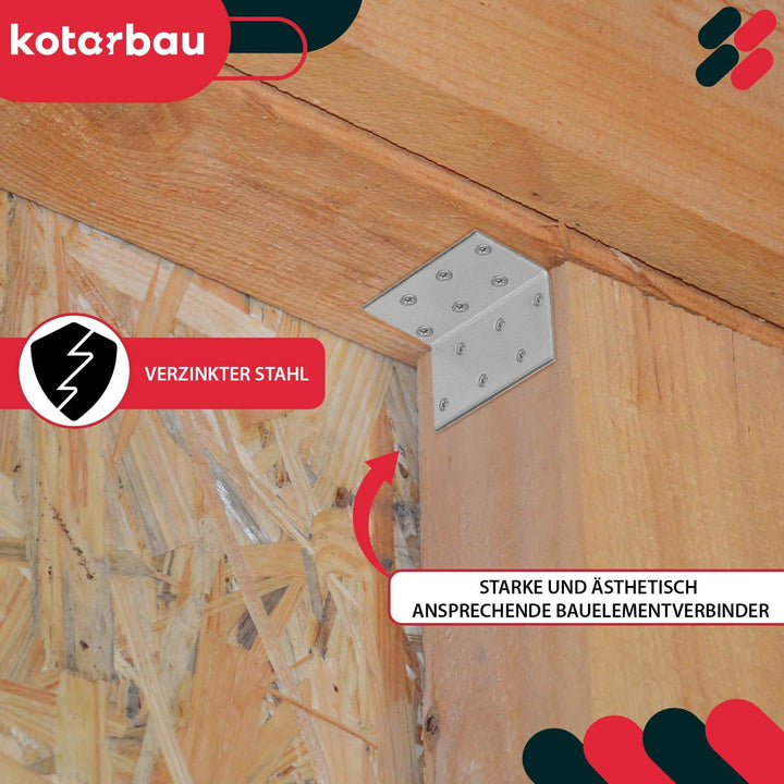 KOTARBAU Winkelverbinder 40 x 40 x 60 x 2 mm mit Stahl Bauwinkel Montagelöcher Möbelverbinder Verzin