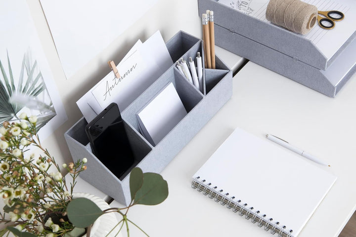 BIGSO ELISA Schreibtisch Organizer – Aufbewahrungsbox mit 4 Fächern – Schreibtischablage für Zettel,