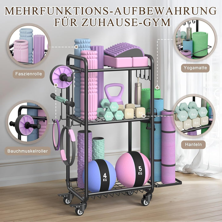 Multifunktionales Aufbewahrungsregal für das Fitnessstudio zu Hause – Aufbewahrungsregal für Yogamat