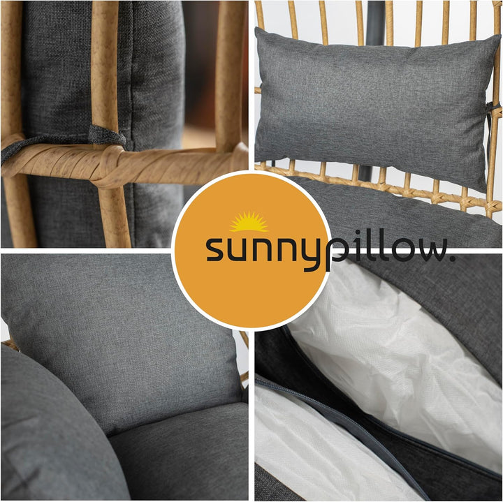 sunnypillow Hängesessel Kissen - Outdoor, Indoor - Auflage für Rattan &amp; Polyrattan Hängeschaukel - P