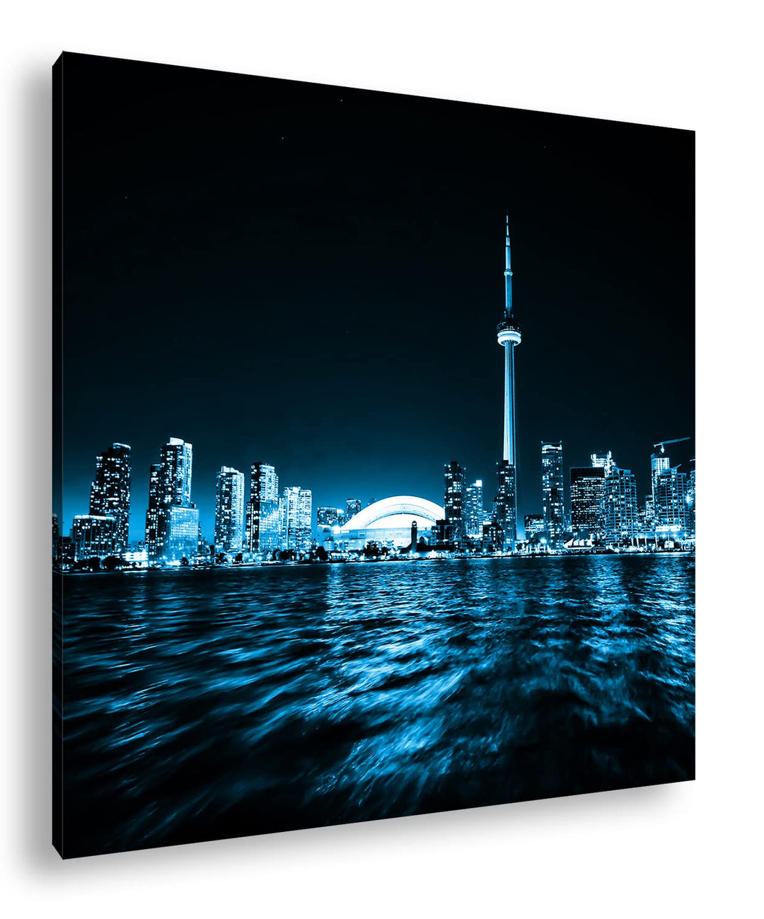 deyoli farbenfrohe Küste von Toronto Format: 70x70 Effekt: Monocrome Blau als Leinwand, Motiv fertig