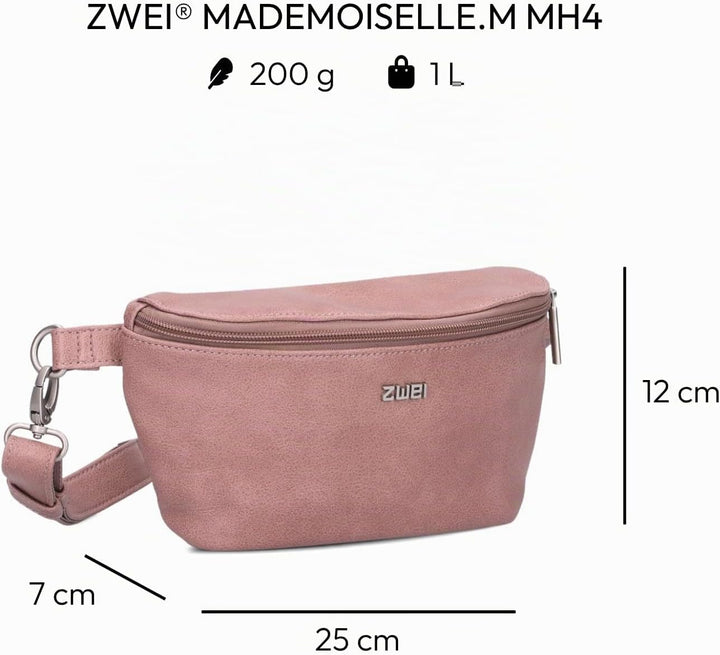 Damen Hip Bag Mademoiselle MH4 Bauchtasche 25 cm 1 Liter aus hochwertigem Kunstleder, Crossbody Bag