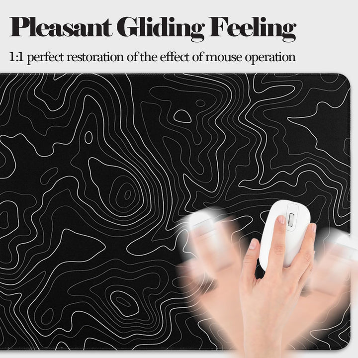 Niviy Mauspad Schwarz Minimalistische Topografische Karten Schreibtischunterlage,Waschbares Mousepad
