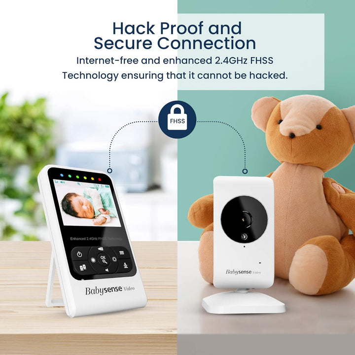 Babysense Video-Babyphone Zwei Kameras und Audio, Grosser Reichweite, Anzeige der Raumtemperatur, Na