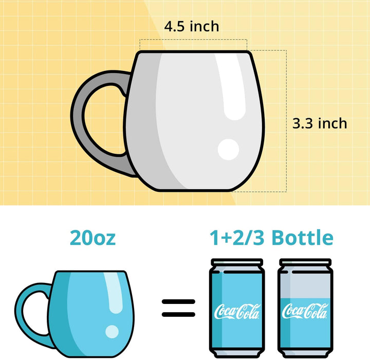 LIFVER 620 ml Kaffeetassen Set, 4 grosse Kaffeebecher Porzellan mit Griffen für Kaffee, Tee, heissen