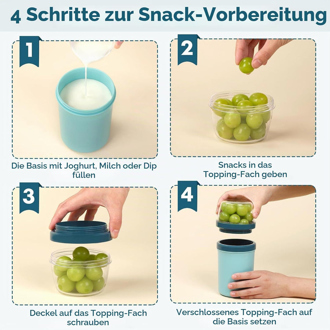 Müslibecher to Go 600ml+270ml,Joghurtbecher to Go Kinder mit Löffel,Müsli Cup to Go Becher,Cornflake