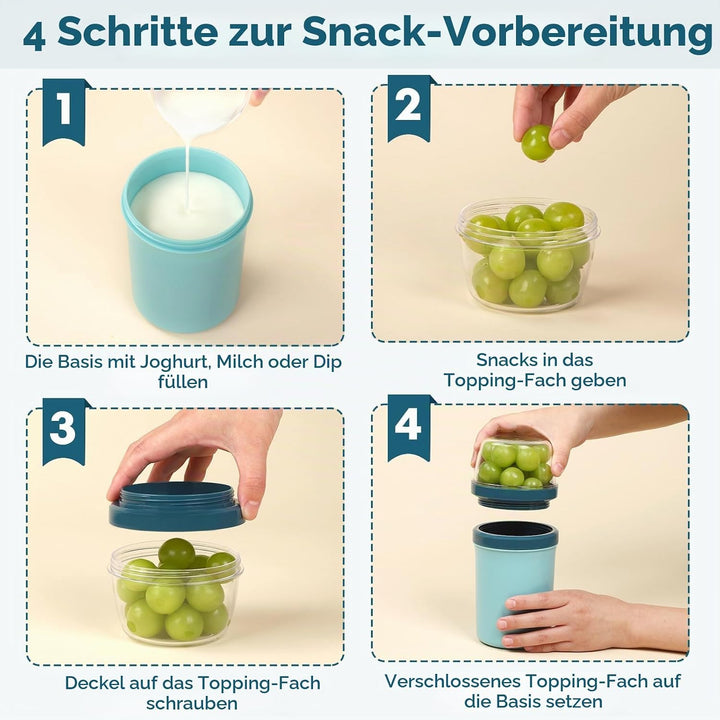 Müslibecher to Go 600ml+270ml,Joghurtbecher to Go Kinder mit Löffel,Müsli Cup to Go Becher,Cornflake