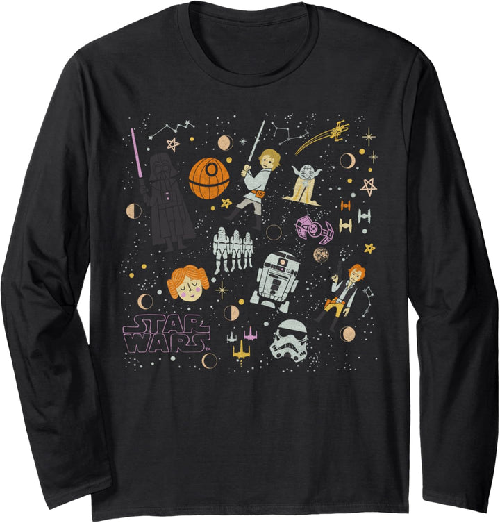 Star Wars Halloween Cartoon Collage Langarmshirt