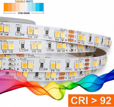 Mextronic LED Streifen LED Band LED Strip 2835 TUNABLE WHITE (2700-6000K) CRI 92 72W 5 Meter 24V IP2