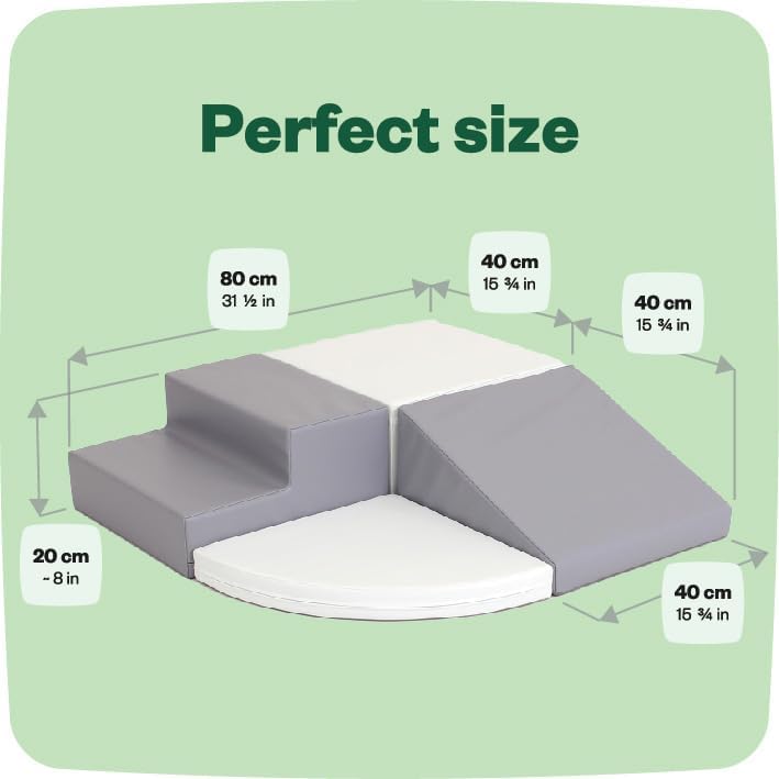 IGLU 4 XL Softbausteine Riesenbausteine Schaumstoffbausteine - Anti-Rutsch (Grau/Weiss), Grau/Weiss
