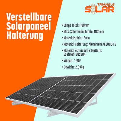 4x Solarmodul Halterung 1180mm Set für 2 Solarpanels Solarmodul Flachdach Aufständerung Photovoltaik