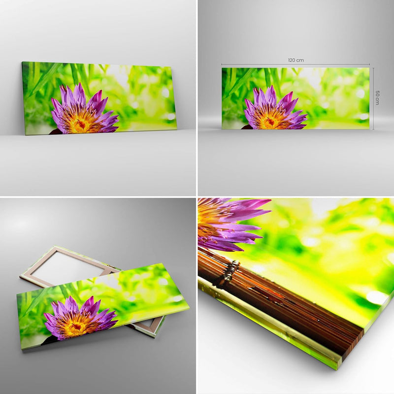 Wandbilder Dekoration Wohnzimmer Asien spa bambus blume Panorama Bilder auf Leinwand 120x50cm Leinwa