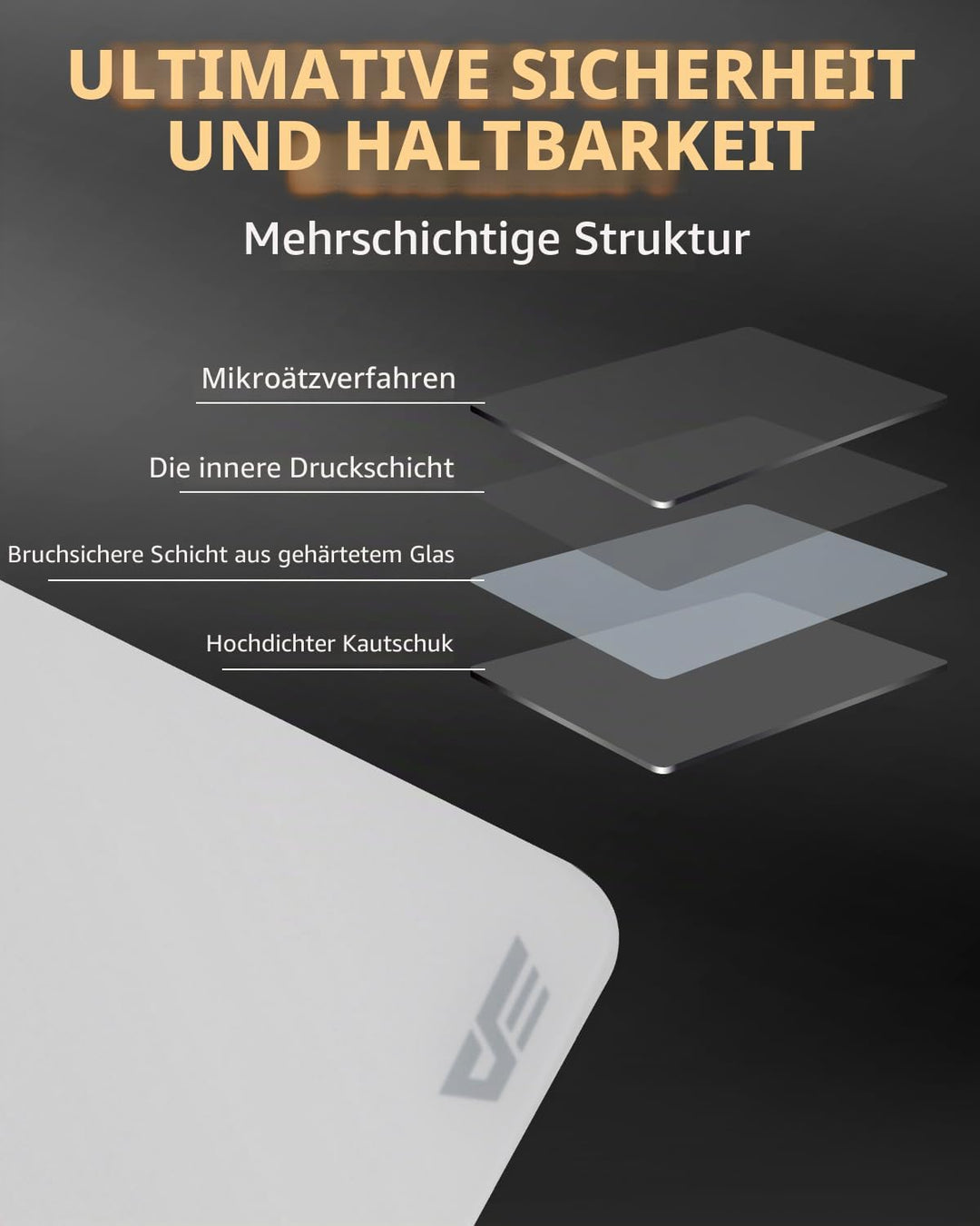darkFlash Glas-Mauspad 11,8×10,2 Zoll, Ultra-Glatte, gehärtete Oberfläche, präzise Abtastung, rutsch